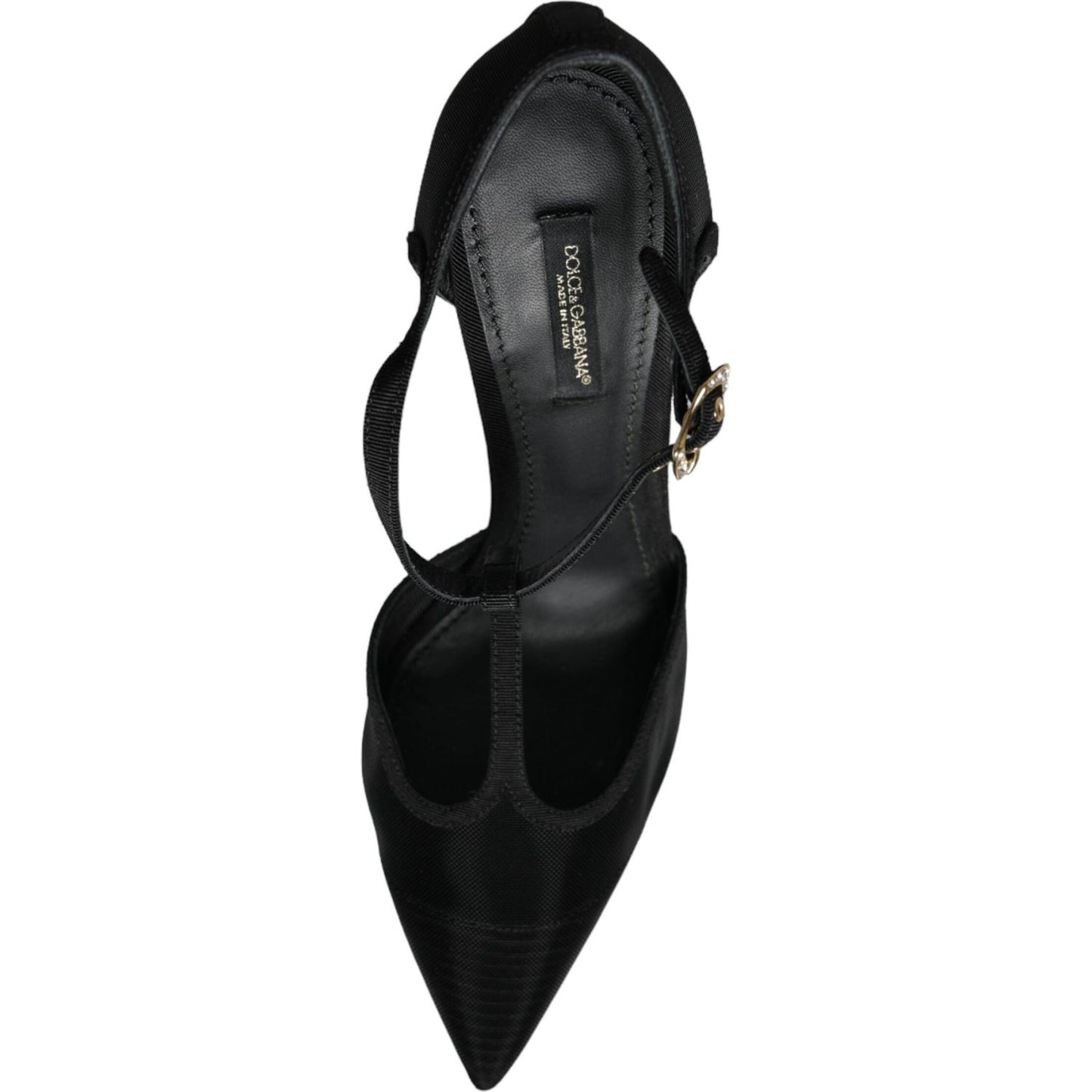 Dolce & Gabbana Black Mesh T-strap Stiletto High Heels Shoes