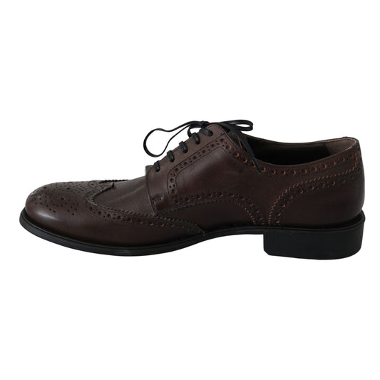 Dolce & Gabbana Brown Leather Brogue Derby Dress Shoes MV2469-44.5