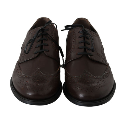Dolce & Gabbana Brown Leather Brogue Derby Dress Shoes