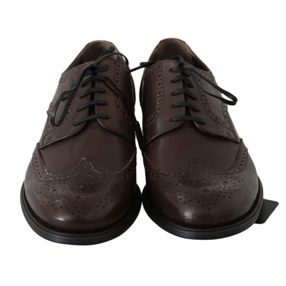 Dolce & Gabbana Brown Leather Brogue Derby Dress Shoes