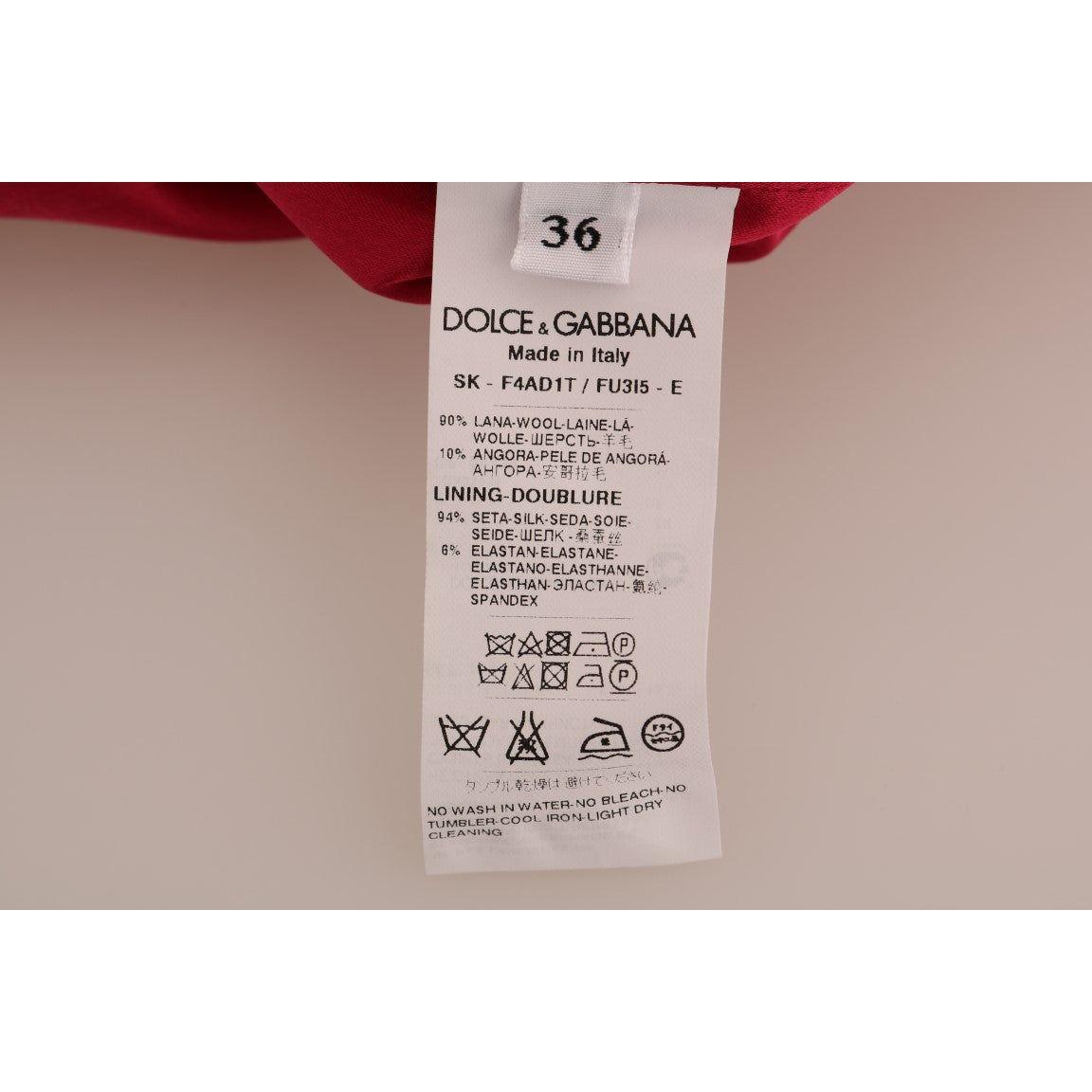 优雅粉色羊毛 A 字膝长裙