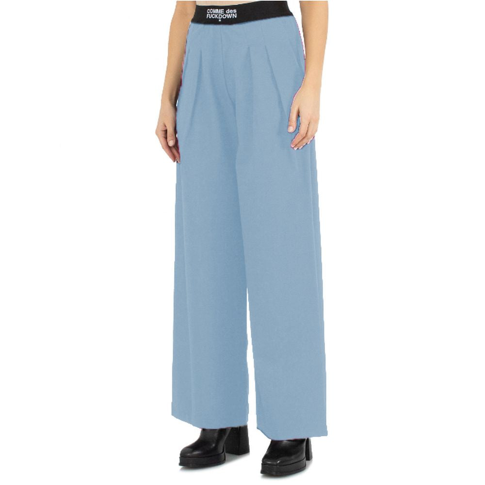 Comme Des Fuckdown Light Blue Polyester Women Palazzo Pants CO-13578-XS