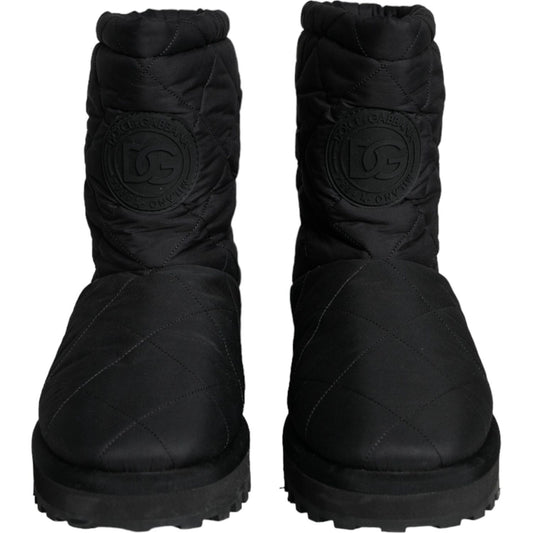 Dolce & Gabbana Black Nylon Padded Mid Calf Men Boots Shoes MV5840-44