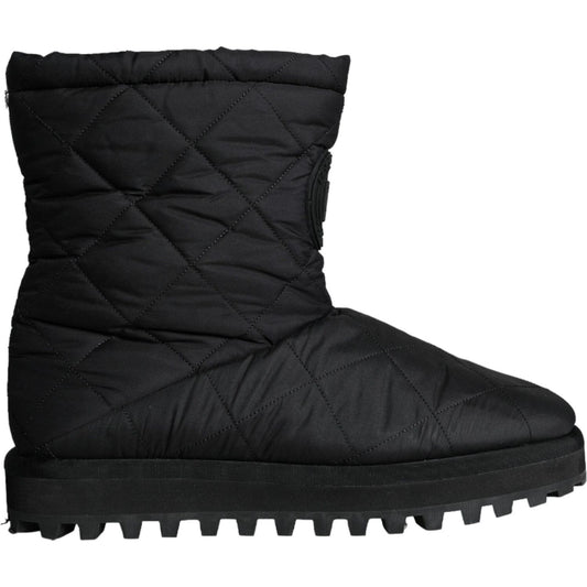 Dolce & Gabbana Black Nylon Padded Mid Calf Men Boots Shoes MV5840-44