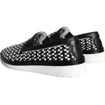Dolce & Gabbana Black White Weaved Slip On Men Loafers Shoes MV5909-41.5
