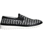 Dolce & Gabbana Black White Weaved Slip On Men Loafers Shoes MV5909-41.5