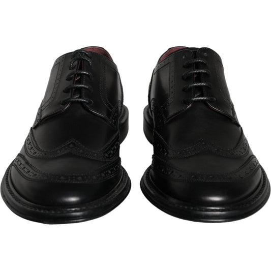 Dolce & Gabbana Black Leather Oxford Wingtip Formal Men Shoes Dolce & Gabbana Black