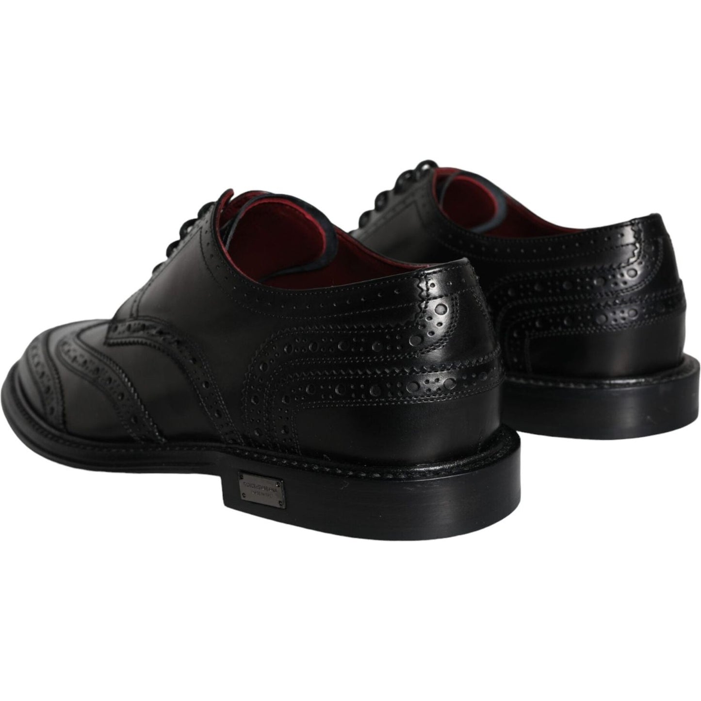 Dolce & Gabbana Black Leather Oxford Wingtip Formal Men Shoes