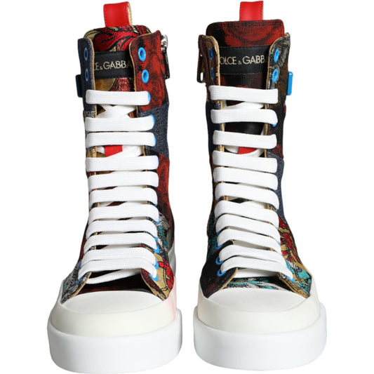 Dolce & Gabbana Multicolor Patchwork Logo High Top Sneakers Shoes Dolce & Gabbana Dark Slate Gray