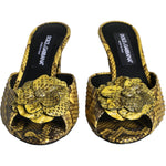 Dolce & Gabbana Yellow Leather Block Heels Slides Shoes LA11313-39