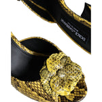 Dolce & Gabbana Yellow Leather Block Heels Slides Shoes LA11313-39