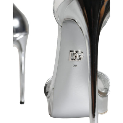 Dolce & Gabbana Silver KEIRA Heels Ankle Strap Sandals Shoes