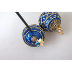 Dolce & Gabbana Gold Brass Blue Dangle Christmas Ball Crystal Clip On Earrings SMY10161