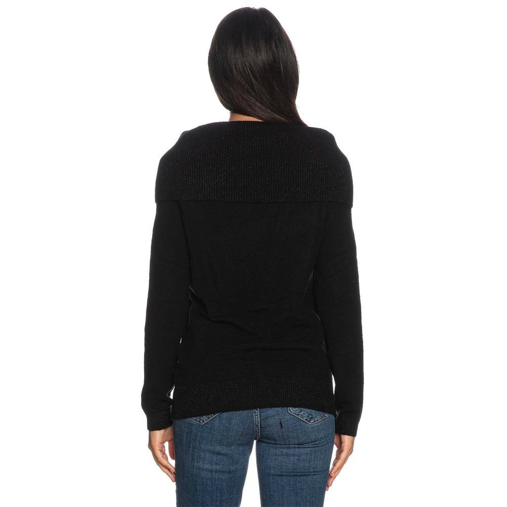 Yes Zee Black Viscose Sweater YE-13727-XS