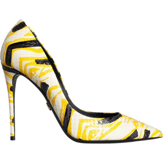 Dolce & Gabbana Multicolor Stripes Leather High Heels Pumps Shoes Dolce & Gabbana Wheat