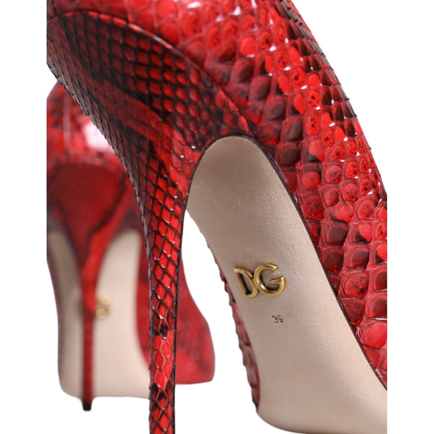 Dolce & Gabbana Red Leather Stiletto High Heels Pumps Shoes