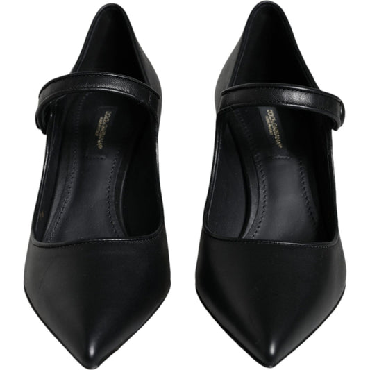Dolce & Gabbana Black Leather Logo Heels Mary Janes Pumps Shoes Dolce & Gabbana Black