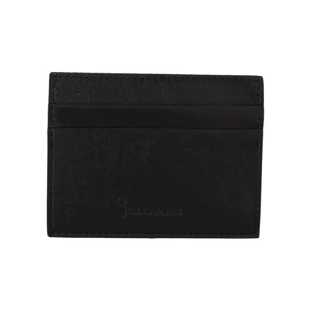 Billionaire Italian Couture Black Leather Cardholder Wallet Wallet