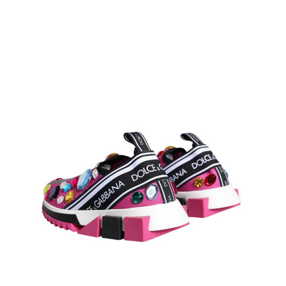 Dolce & Gabbana Pink Sorrento Crystals Low Top Sneakers Shoes