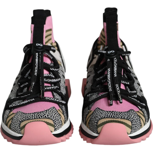Dolce & Gabbana Multicolor Sorrento Socks Logo Sneakers Shoes Dolce & Gabbana Tan