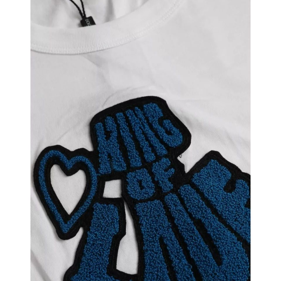 تي شيرت دولتشي آند غابانا كينج أوف لوف أبيض بأكمام قصيرة ورقبة دائرية