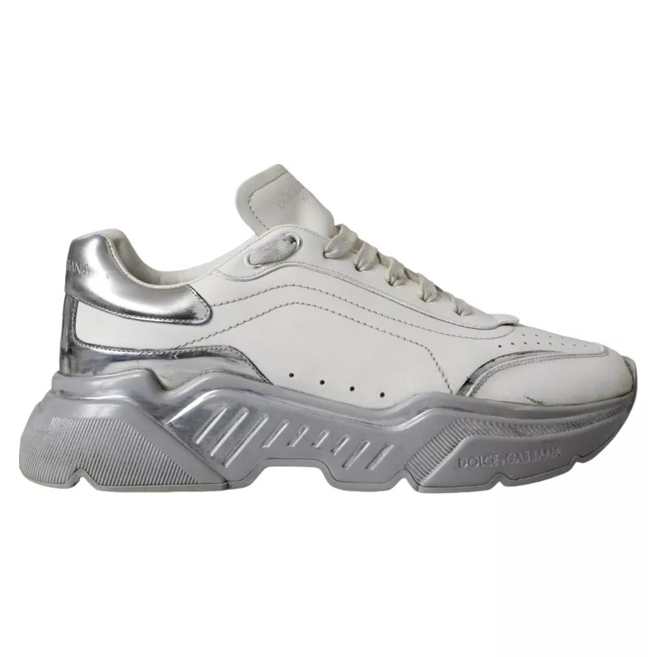 حذاء رياضي دولتشي آند غابانا دايماستر أبيض فضي منخفض الرقبة