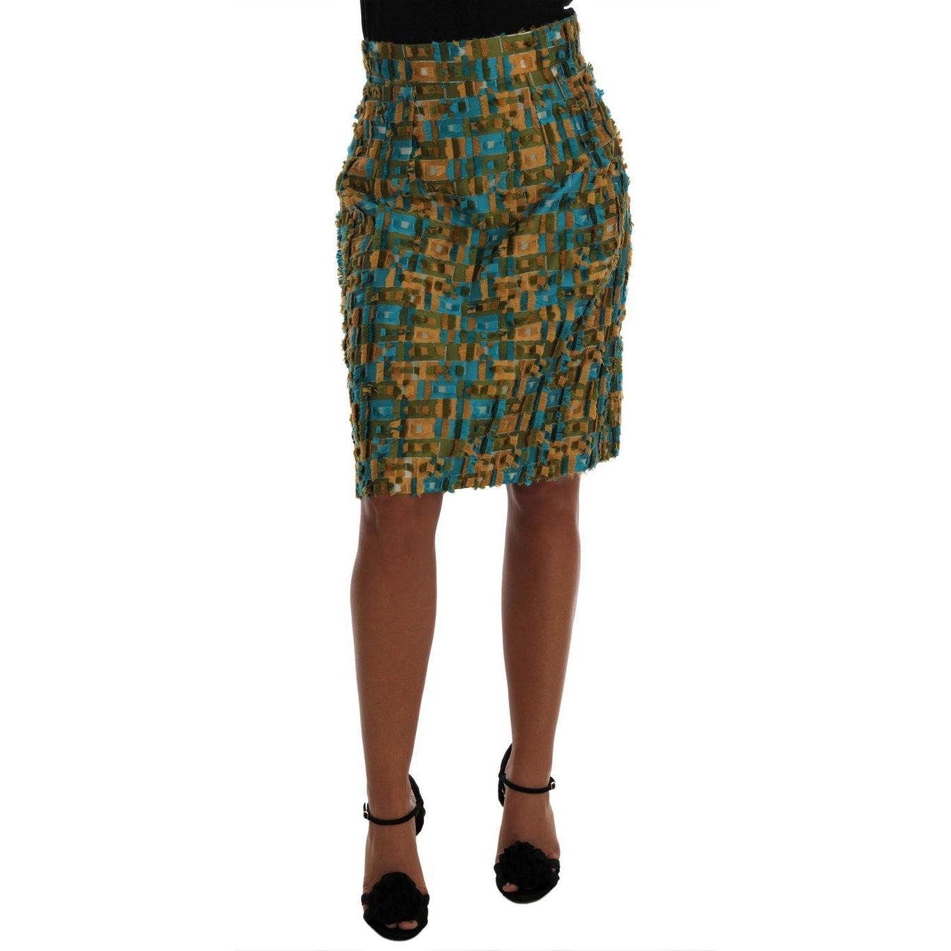 Dolce & Gabbana Multicolor Jacquard Straight Pencil Skirt