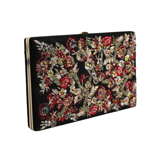 Dolce & Gabbana Multicolor Floral Gold Frame Clutch Evening Purse Bag BAG1525