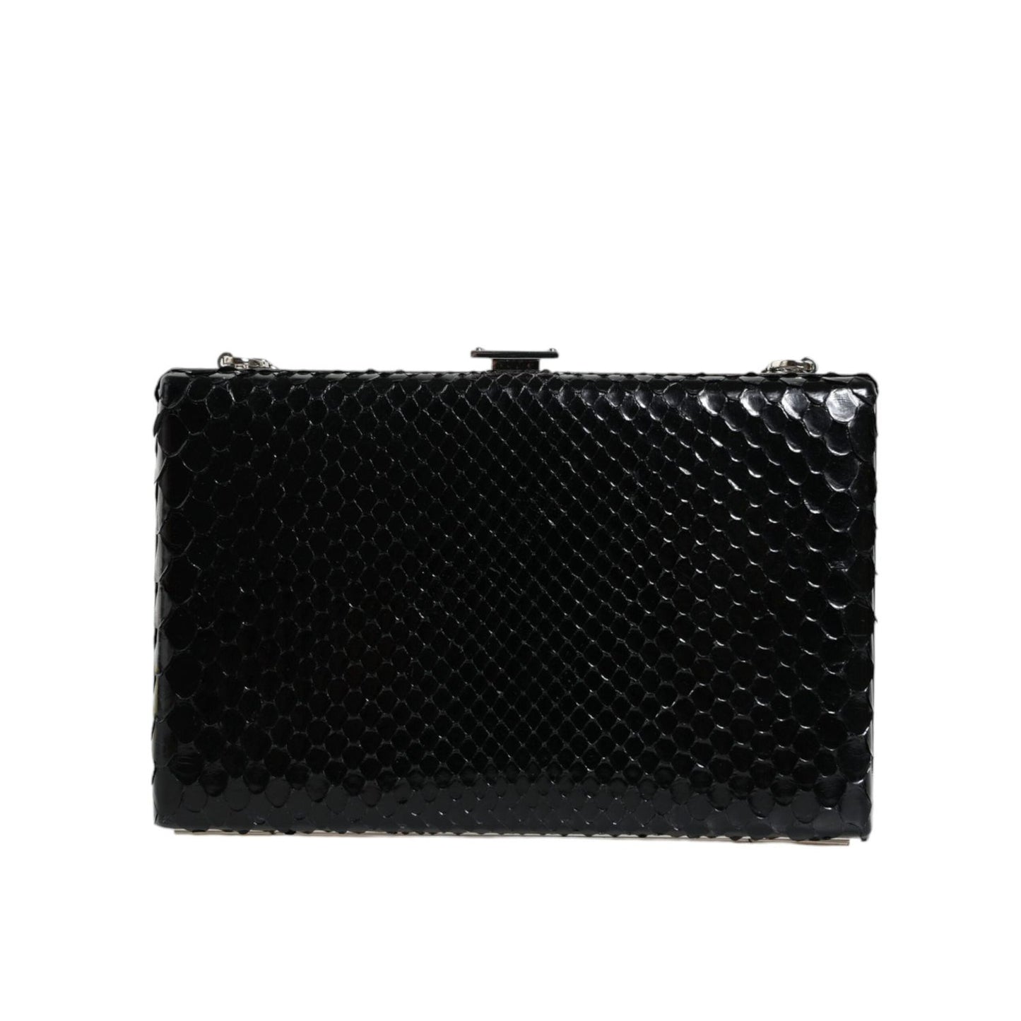 Dolce & Gabbana Black Leather Silver Frame Clutch Mini Crossbody Bag