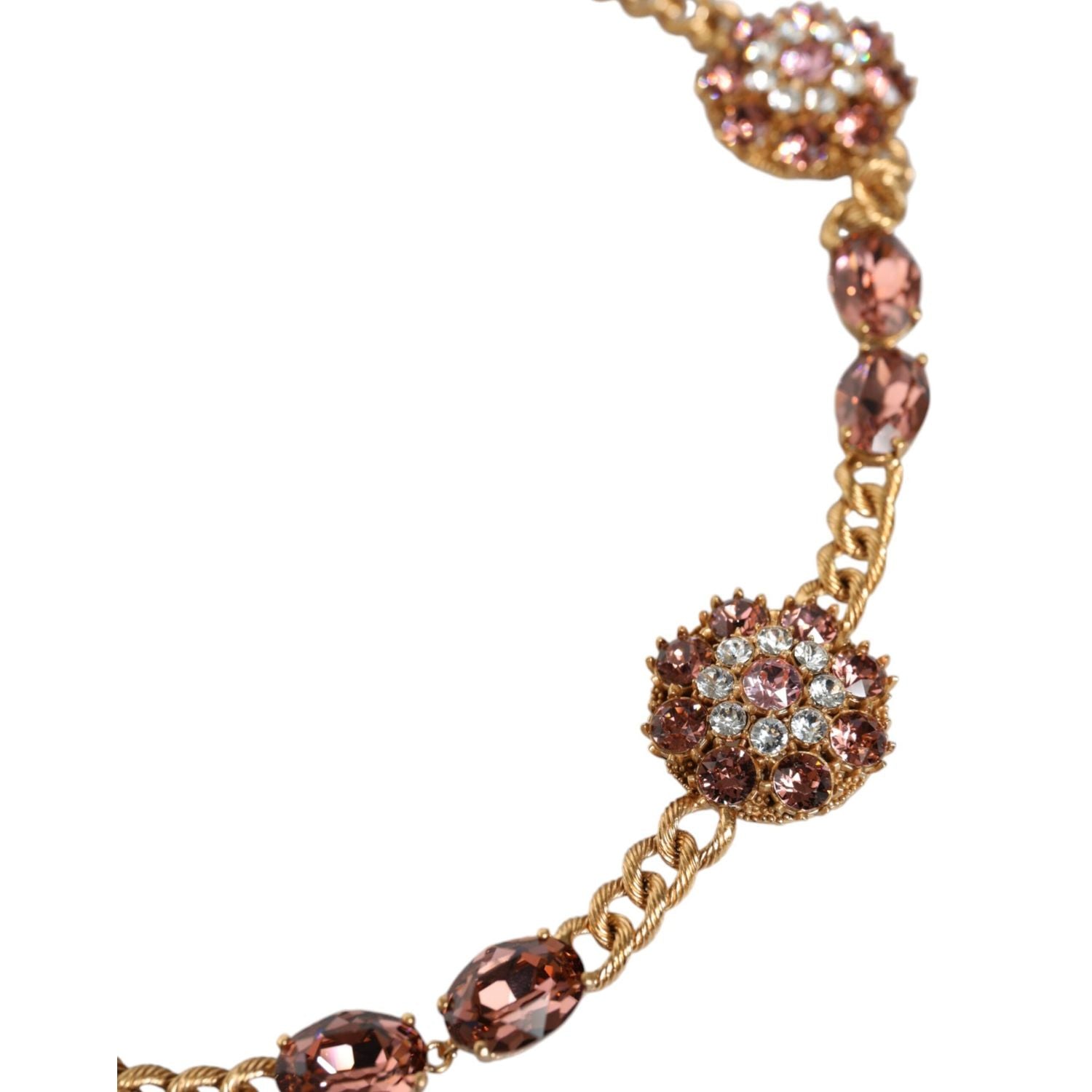 Dolce & Gabbana Gold Tone Brass Crystal Embellished Waist Chain Belt