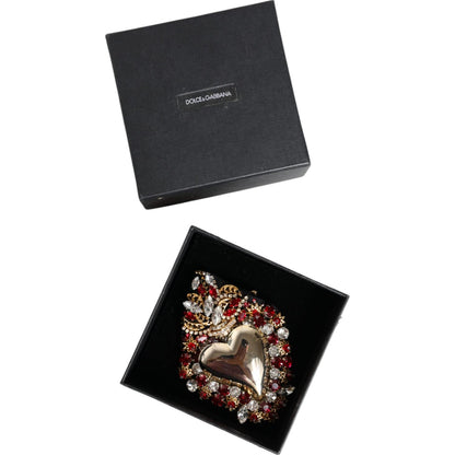 Dolce & Gabbana Gold Tone Brass Sacred Heart Crystal Embellished Brooch Brooch