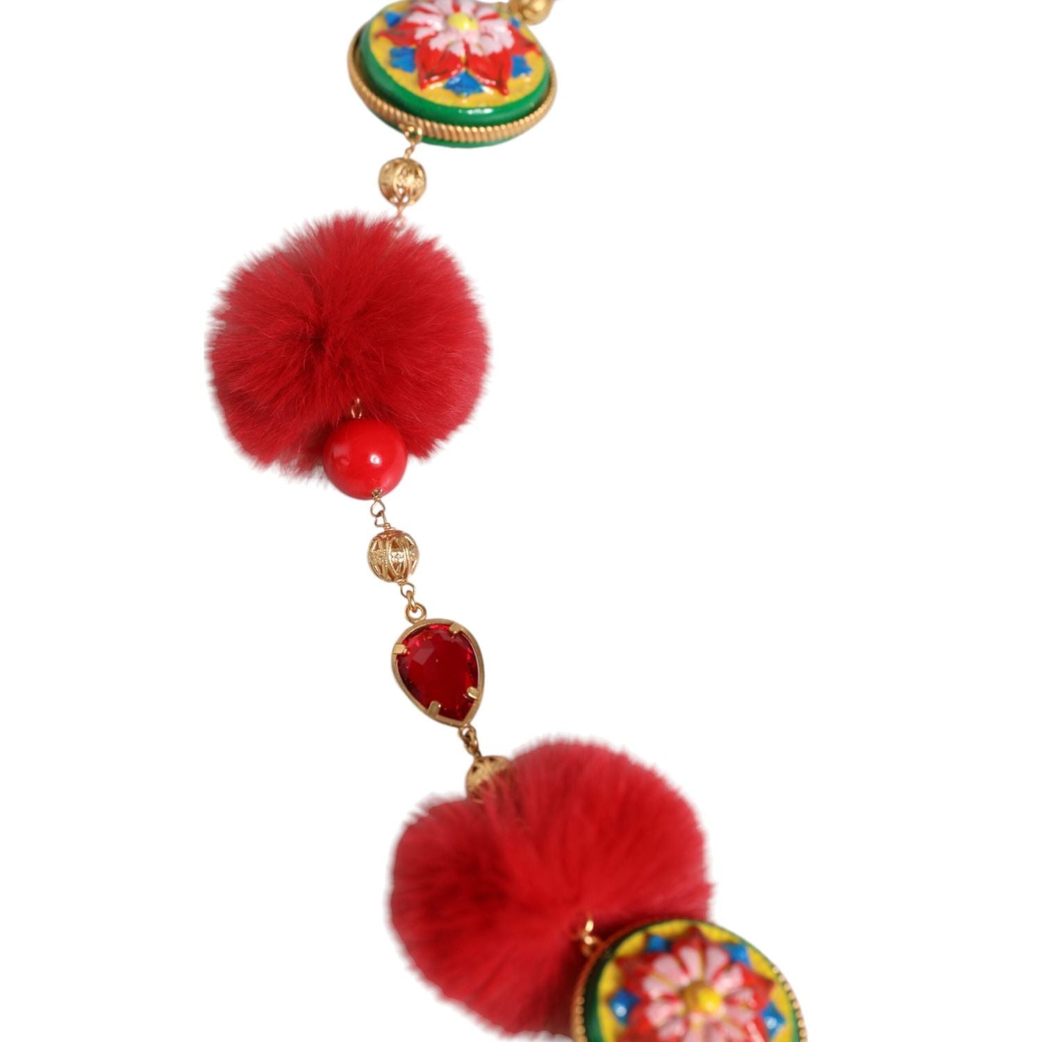 حزام توررو من دولتشي آند غابانا مصنوع من الذهب والنحاس والفراء الأحمر والكريستال