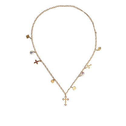 Dolce & Gabbana Gold Tone Brass Chain Religious Cross Pendant Necklace Necklace