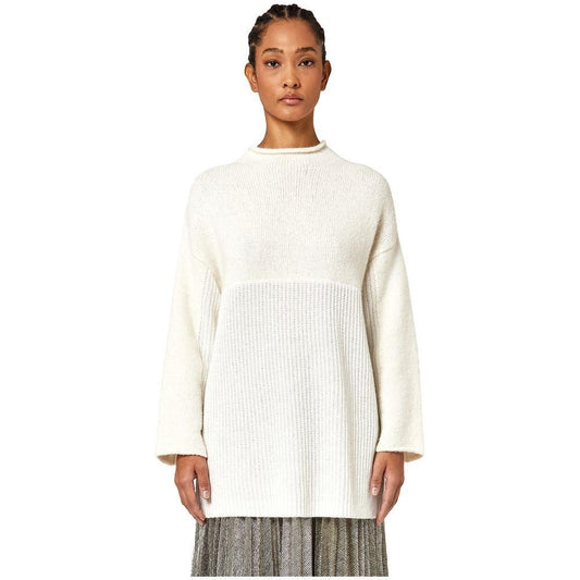 Alpha Studio White Recycled Wool Women Sweater