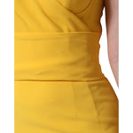 Dolce & Gabbana Yellow One Shoulder Side Slit Midi Dress