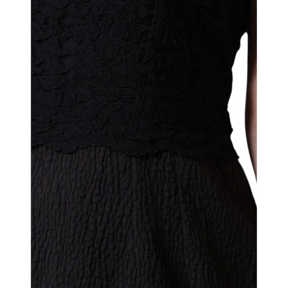 Dolce & Gabbana Black Cotton Sheath Knee Length Dress