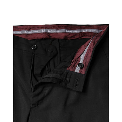Dolce & Gabbana Black Polyester High Waist Tapered Pants