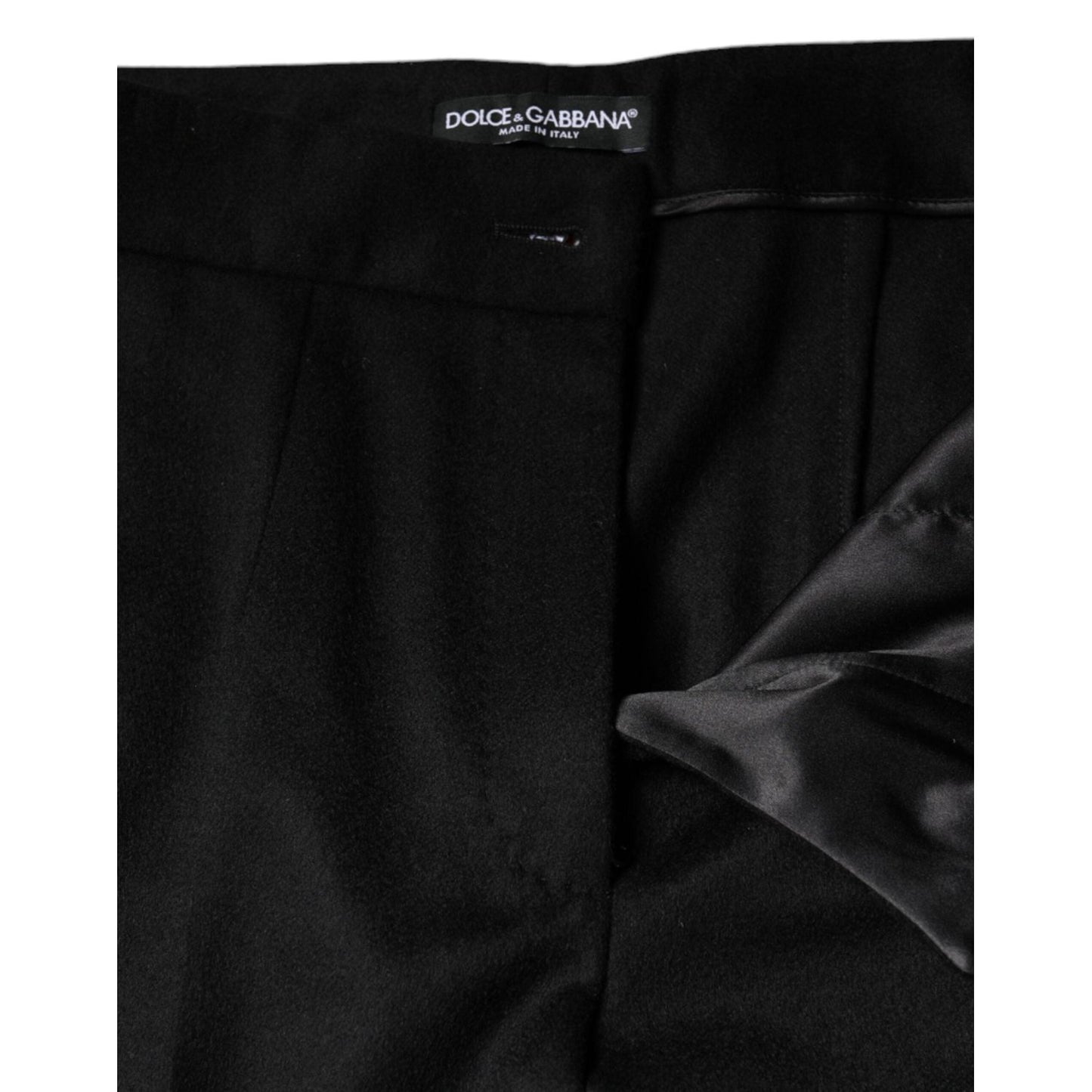 Dolce & Gabbana Black Cashmere Mid Waist Women Boot Cut Pants