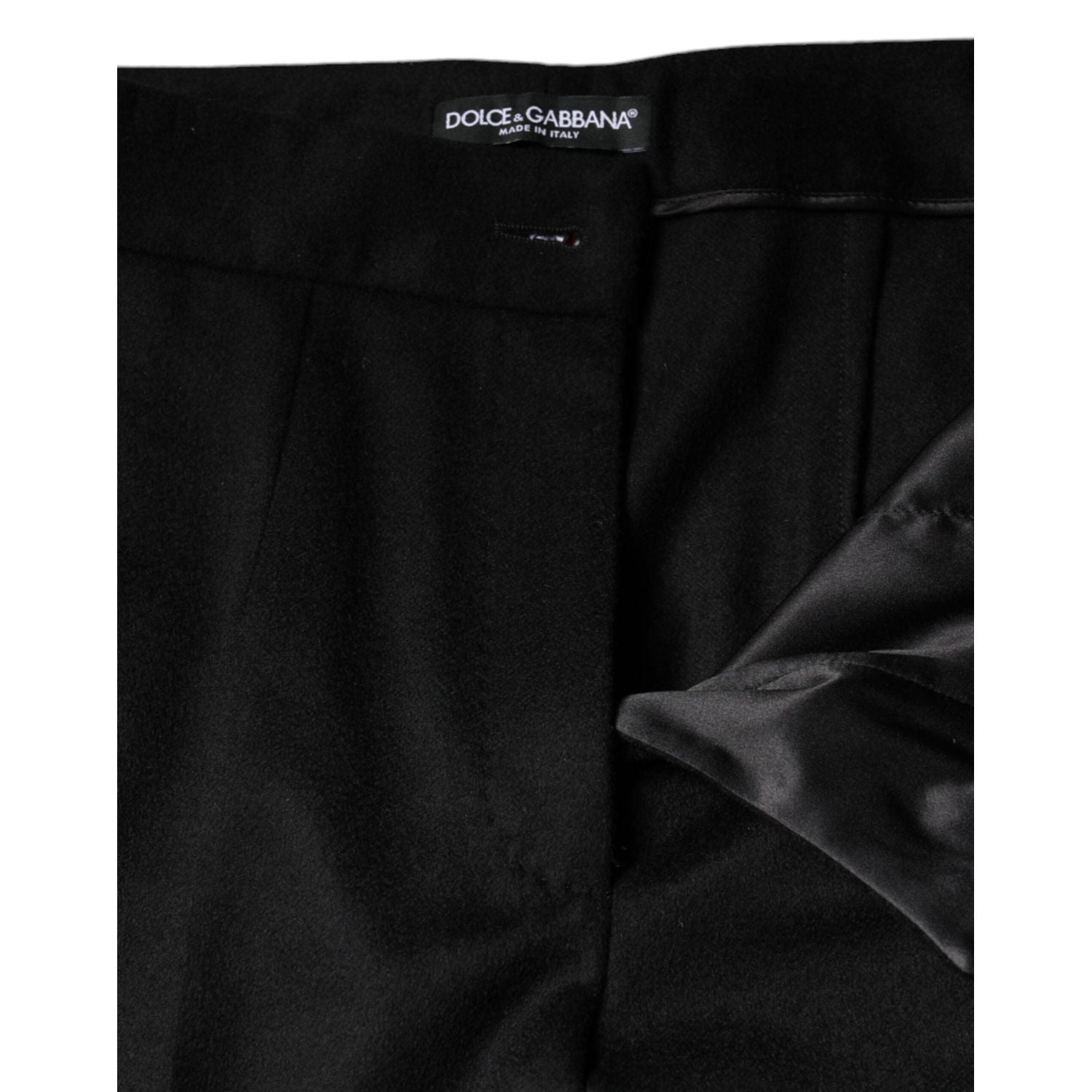 Dolce & Gabbana Black Cashmere Mid Waist Women Boot Cut Pants