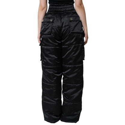Dolce & Gabbana Black Quilted High Waist Women Boot Cut Pants