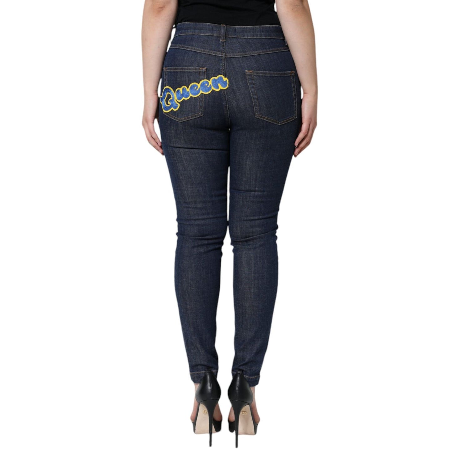 Dolce & Gabbana Dark Blue QUEEN Cotton Skinny Denim Jeans