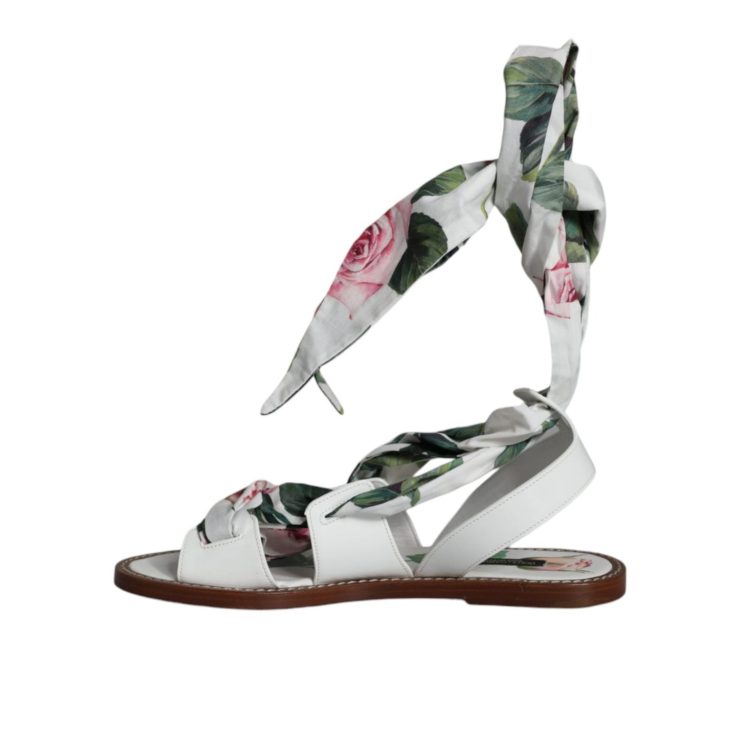 Dolce & Gabbana Multicolor Floral Print Ankle Wrap Sandals Shoes