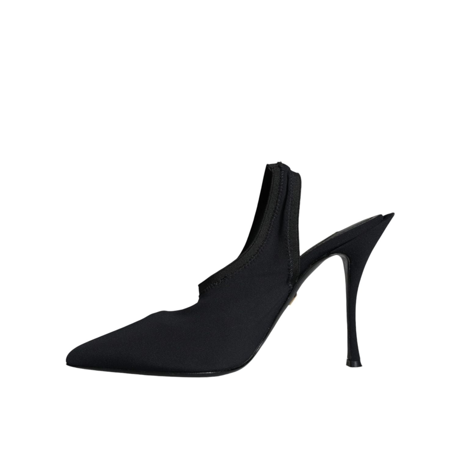 Dolce & Gabbana Black Jersey Stretch Heels Slingback Shoes
