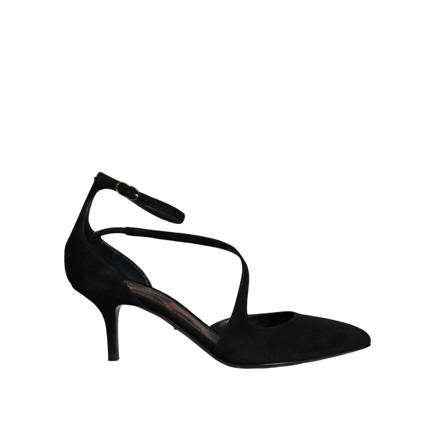 Dolce & Gabbana Black Suede Ankle Strap Pumps Heels Shoes