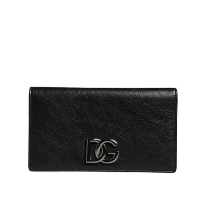 Dolce & Gabbana Black Leather DG Logo Bifold Card Slot Crossbody Bag