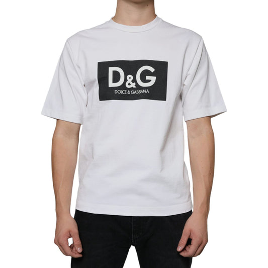 Dolce & Gabbana White Cotton DG Logo Print Casual T-shirt TSH86665-44