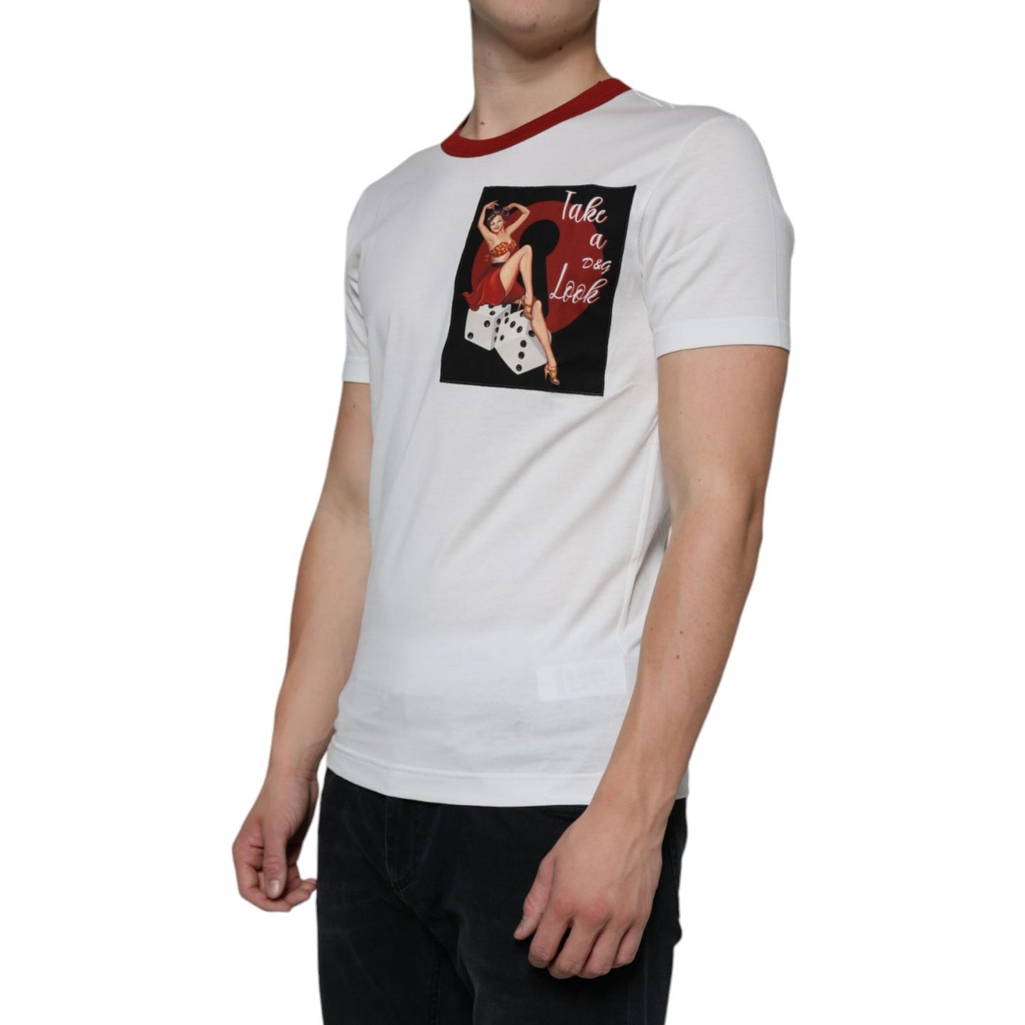 Dolce & Gabbana White Graphic Print Cotton Crew Neck T-shirt