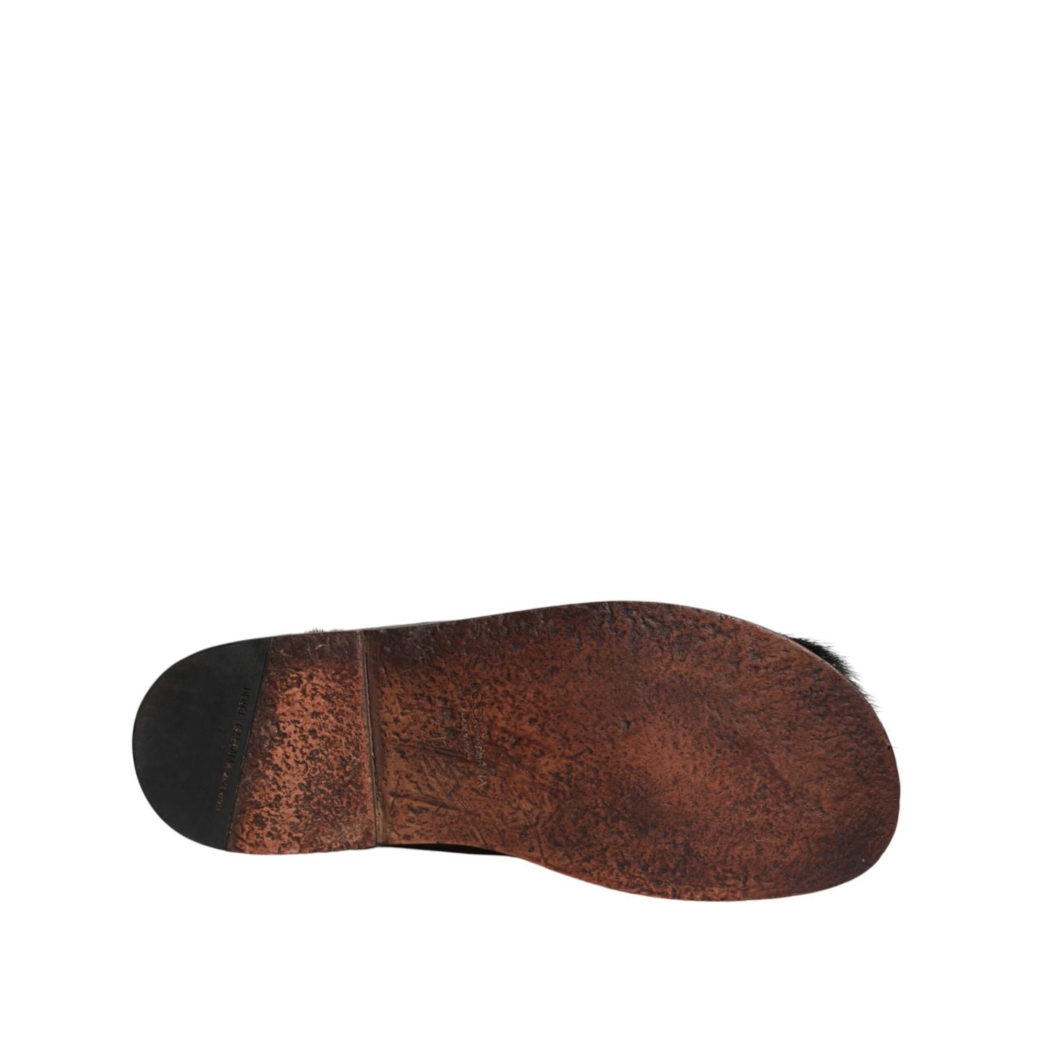 Dolce & Gabbana Black Gazelle Hair Leather Flats Sandals Shoes