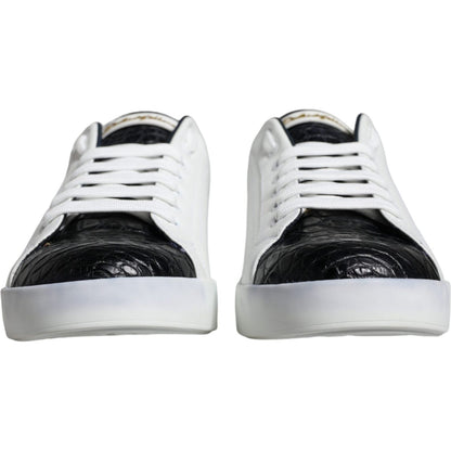 Dolce & Gabbana White Leather Logo Portofino Sneaker Shoes