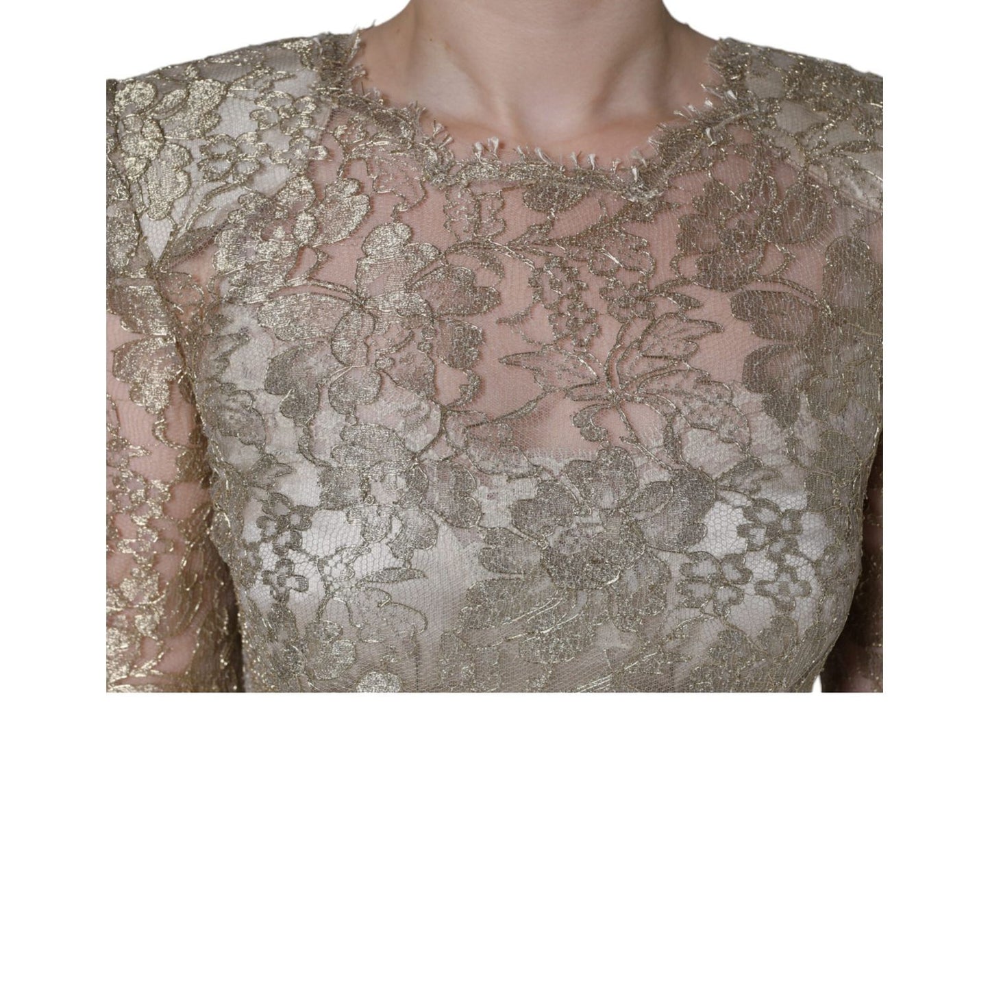 Dolce & Gabbana Gold Floral Lace A-line Sheath Mini Dress